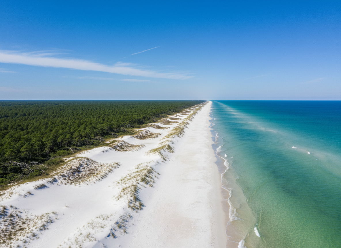 Emerald Coast in Northwest Florida - turquoise waters and white sand beaches